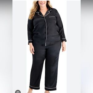 I.N.C. Satin Notch Collar Packaged Pajama Set - Black - Size XXL